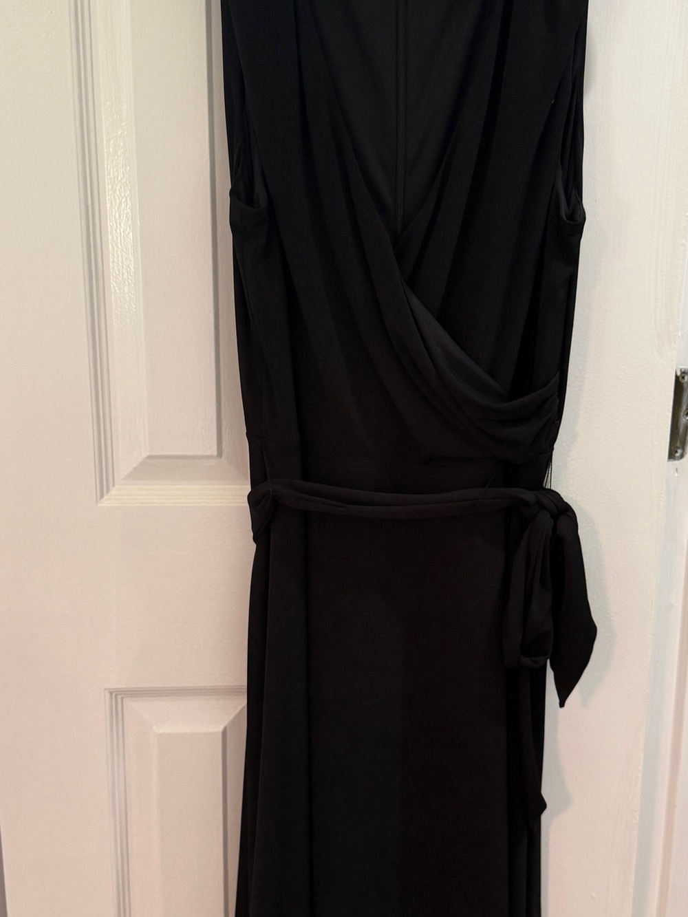 Jessica Howard Black Draped Maxi Wrap Dress